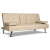 Manhattan Sofa Bed 2 Seater Faux Leather Click Clack - Cream