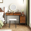 Industrial Styled Workstation Writing Table Computer Desk w/ 5 Drawers-Coffee