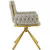 360° Rotatable Dining Chairs Velvet Padded Metal Legs Kitchen Swivel Chair Beige