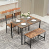 Modern Dining Table and Chairs Set 2xChairs 1xBench Metal Frame Kitchen Home Bar
