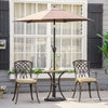 3 PCs Aluminium Garden Coffee Table Set w/ Parasol Hole & Cushions