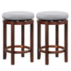 2X Counter Height Stool Rubber Wood Swivel Bar Stool w/Padded Cushion Gray&Brown