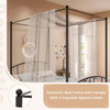 Double Size Metal Canopy Bed Frame 4-Poster Modern Platform Wooden Slat Support