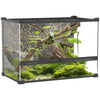 PawHut Glass Terrarium, Reptile Vivarium with Stone Background, Black