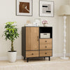 Kitchen Buffet Sideboard Mid Century Storage Cabinet with 4 Drawers Black