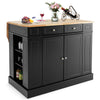 Kitchen Island Storage Cupboard W/Drop Leaf Countertop Side Racks 2-Door Cabinet