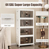 4 Pack Stackable Storage Cabinet Mobile Folding Storage Box w/Doors Lids 44 Gal