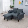 2 Seater faux leather/Linen Fabric Love Seat Sofa Armchair with Footstool Couch