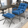 Modern Accent Chair Linen Fabric Arm Chair Upholstered Single Chair w/Ottoman