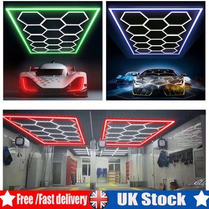 14 Hexagon Hex LED Lighting Car Detail Home Garage Workshop Custom With BORDER
