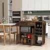 Drop Leaf Kitchen Island Cart Storage Cart on Wheels-Black-Coffee