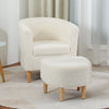 Modern Upholstered Accent Sofa Chair w/ Ottoman Sherpa Armchair Lounge Chair UK