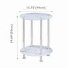 2 Tier Round White Marble Tempered Glass Side End Bedside Table Stainless Steel