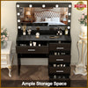 Makeup Desk Dressing Table Vanity Set With Large Mirror 11 LED Bulbs & 5 Drawers