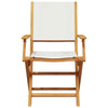 Folding Garden Chairs 8 pcs White Fabric and Solid Wood Y5F1