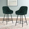 2X Green Velvet Bar Stools Kitchen Breakfast Stool Footrest 65 cm Padded Seat