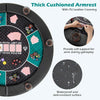 Portable Round Blackjack Board Game Mat 6-Player Foldable Poker Table Top-Green