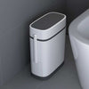 14L Narrow Bathroom Waste Bin Press Open Lid Rubbish Trash Can with Toilet Brush