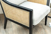 RATTAN ARMCHAIR JAPANDI STYLE SIDE CHAIR WOODEN FRAME BOUCLE SEAT