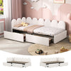 PANEL PLUSH UPHOLSTERED DAYBED STORAGE SOFA BED WITH 2 DRAWERS, 3FT SINGLE WHITE