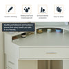 Corner Mirror Dressing Table with LED Lights Makeup Desk 3 Drawers White