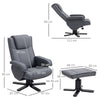 Rocker Swivel Recliner Chair with Footstool, Upholstered Recliner Armchair, Grey