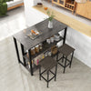 3-Tier Bar Table Breakfast Dining Table Kitchen Island Table with Open Shelves