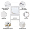 White Modern Dressing Table with LED Lights Mirror Vanity Make up Desk Stool Set