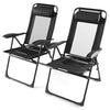 2 Pcs Patio Folding Camping Chairs Outdoor Reclining Chairs Lounge Chairs Black