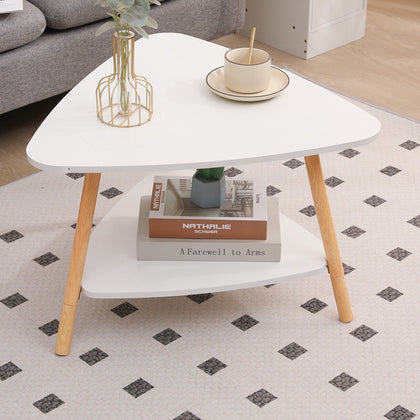 Modern 2-Tier Coffee Table Sofa Side Table Living Room End Bedside Table White