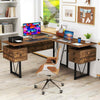 Computer Workstation L-shaped Computer Desk w/Power Outlets-Coffee