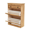 Panana Solid Pine Shoe Cabinet Storage Cupboard Wooden Organizer with 1 Drawer