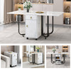 Folding Dining Table, Rolling Kitchen Table with Storage Cupboard and Drawers