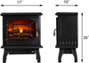 Electric Fireplace Freestanding Vintage Glass Door Log Flame Heater Black