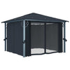 Gazebo with Curtain & LED String Lights 3x3 m Anthracite Aluminium