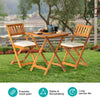 3PCS Wooden Folding Bistro Set Acacia Wood Table Chair w/ Cushions Outdoor Patio