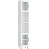 Tall Bathroom Storage Cabinet Freestanding Tower Cabinet w/ 2 Open Shelves