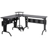 L-Shaped Corner Work Desk Gaming Office w/ Steel Frame CPU Rack Keyboard Tray Sp
