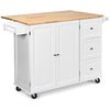 Rolling Kitchen Island Cart Large Storage Trolley Cabinet Extendable Countertop