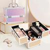Portable Makeup Box with Lock, 4 Trays Cosmetic Jewelry Storage Case