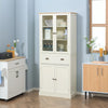 Kitchen Cupboard, 5-tier Storage Cabinet with Adjustable Shelves Drawer, Cream