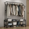 Heavy Duty Metal Double Rail Clothes Garment Hanging Rack Shelf Display Stand