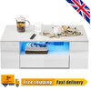 High Gloss Coffee Table With Storage 2 Drawer Wooden Living Room RGB LED Lights