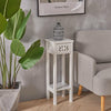 Nightstand Chic White Slim Bedside Tables Tall Hallway Narrow Telephone Table UK