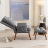 Accent Chair Upholstered Lounge Armchair with Footstool, Adjustable Backrest