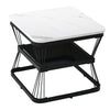 2Pcs Nesting Coffee Tables Set Square Stacking Side Tables Marble-Look White