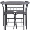 3 Pcs Compact Dining Room Set Kitchen Breakfast Bar Table with Storage Shelf