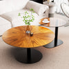2X Chic Nesting Coffee Table Set Unique Vintage Wood Grains Glass Stacking Table