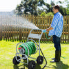 Outside Portable Water Hose Holder Garden Hose Reel Cart Water Hose Cart Silver