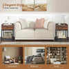 Industrial Bedside Table Accent End Table w/Charging Station-Coffee